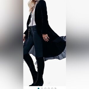 Black Velvet Open Front Cardigan